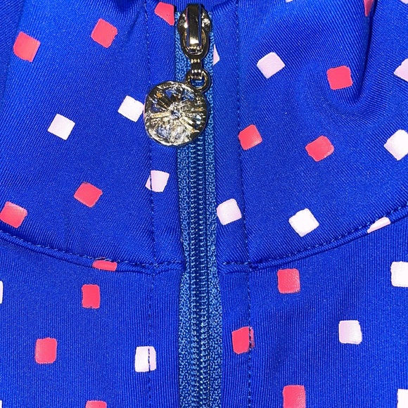 Lilly Pulitzer UPF 50+ Luxletic Callie Half-Zip borealis blue Lilly squared Med - Picture 10 of 12